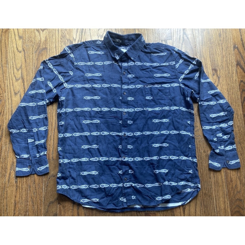 Billy Reid Shirt Mens Size 2XL Blue Button Up Long Sleeve Cotton Lightweight USA
